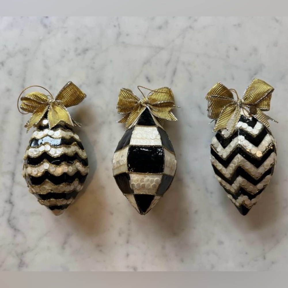 MacKenzie-Childs Capiz Fancy Christmas Ornaments, 3-Piece Set